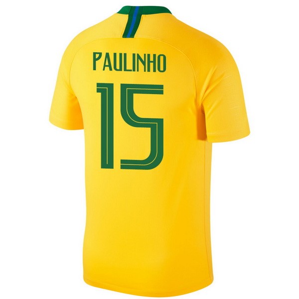 Camiseta Brasil 1ª Paulinho 2018 Amarillo